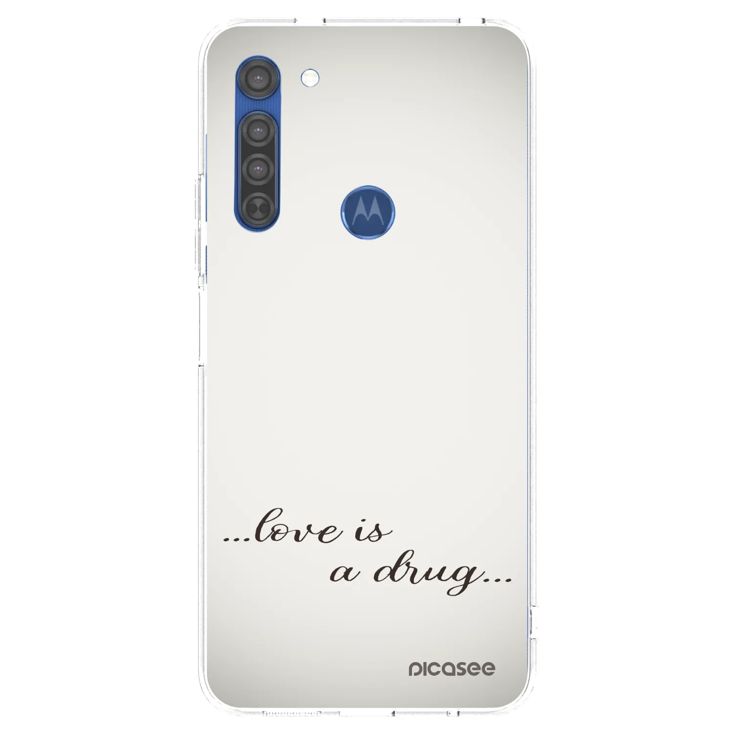 Picasee Motorola Moto G8 Hülle - Transparentes Silikon - Love is a drug