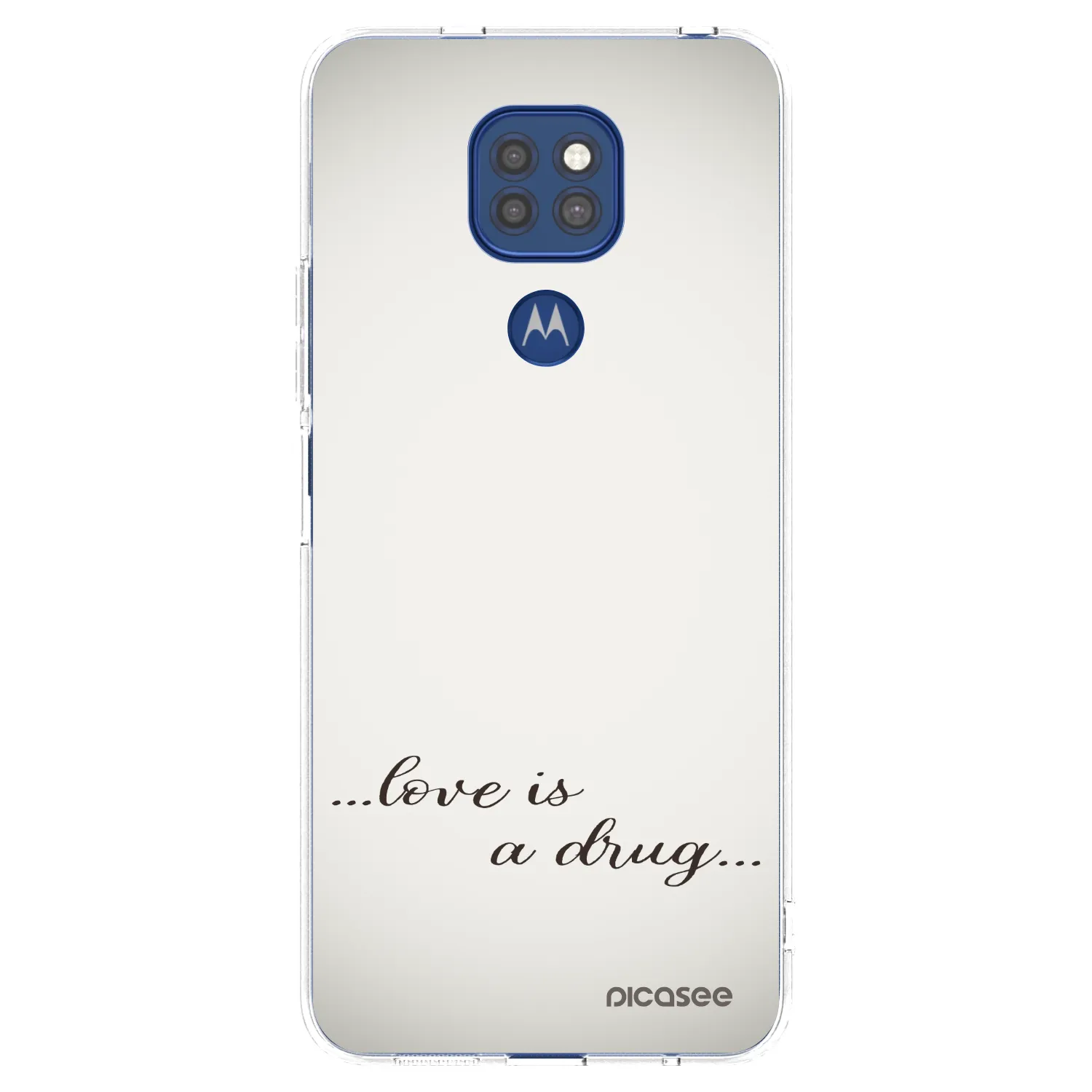 Picasee Motorola Moto G9 Play Hülle - Transparentes Silikon - Love is a drug