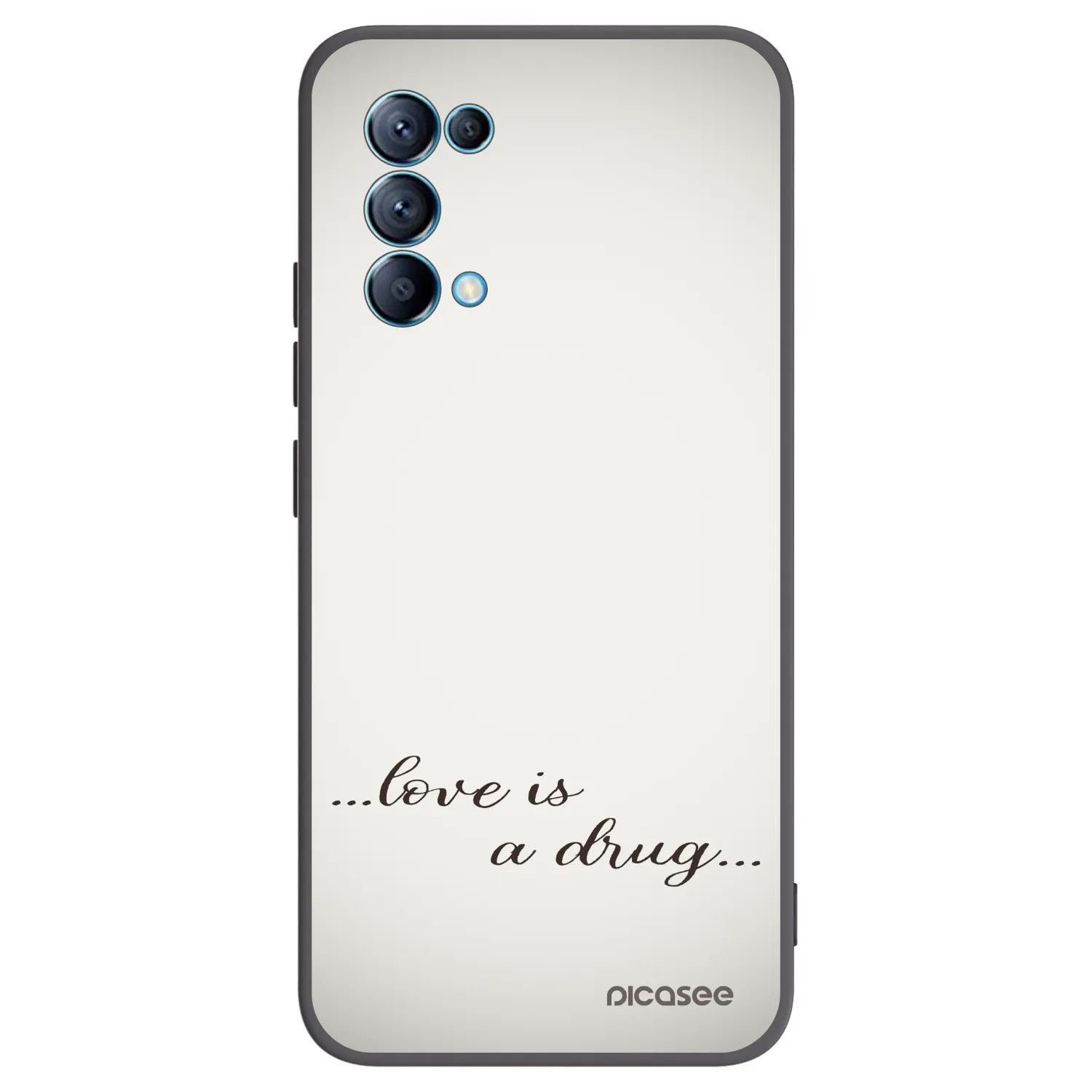 Picasee OPPO A16s Hülle - Schwarzes Silikon - Love is a drug