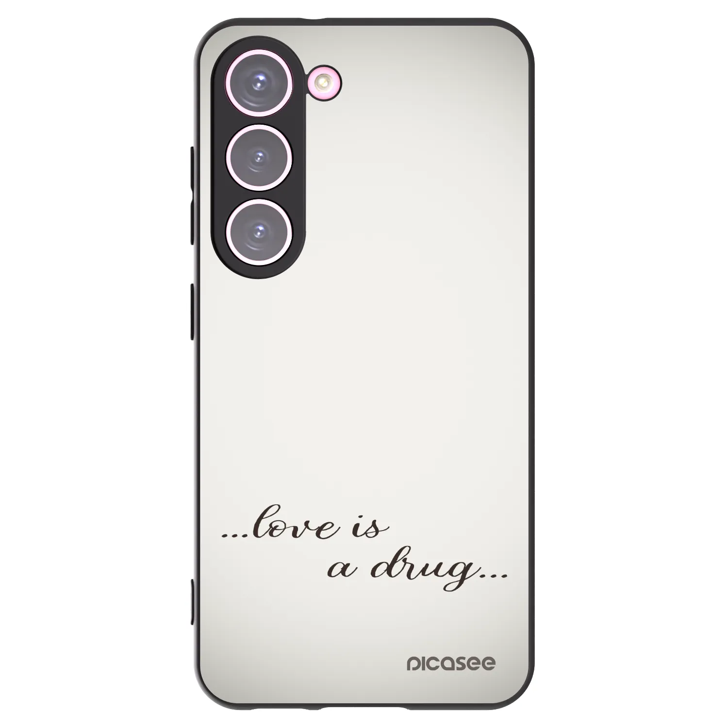 Picasee Samsung Galaxy S23 5G Hülle - Schwarzes Silikon - Love is a drug