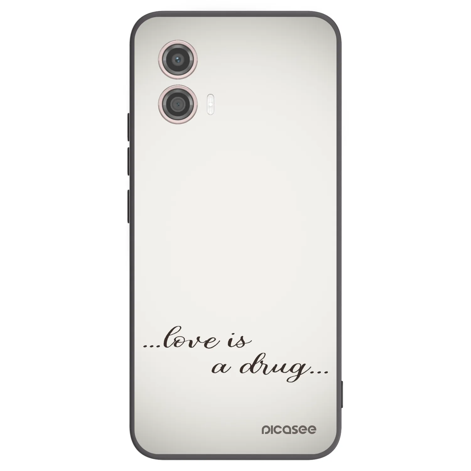 Picasee Motorola Moto G53 5G Hülle - Schwarzes Silikon - Love is a drug