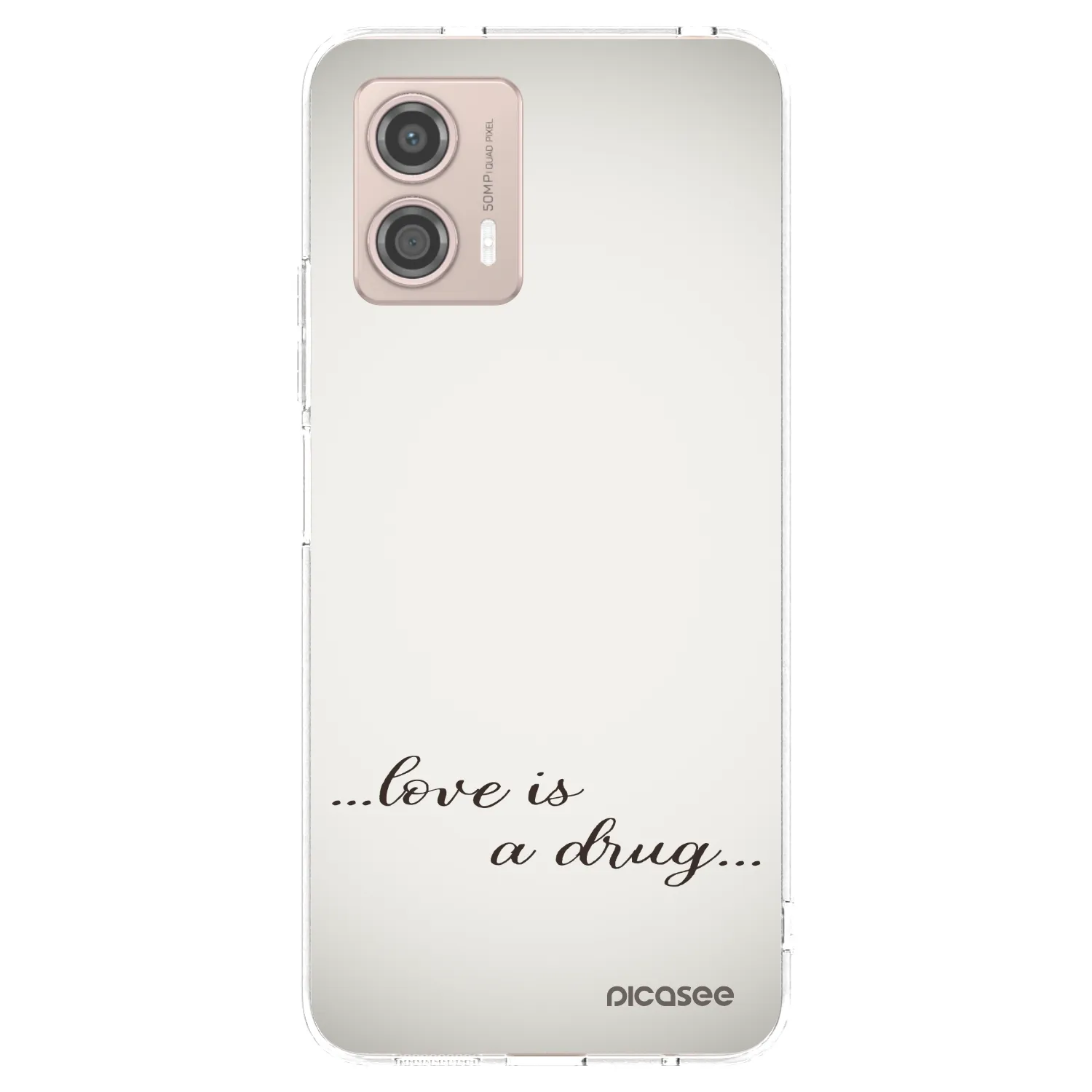 Picasee Motorola Moto G53 5G Hülle - Transparentes Silikon - Love is a drug