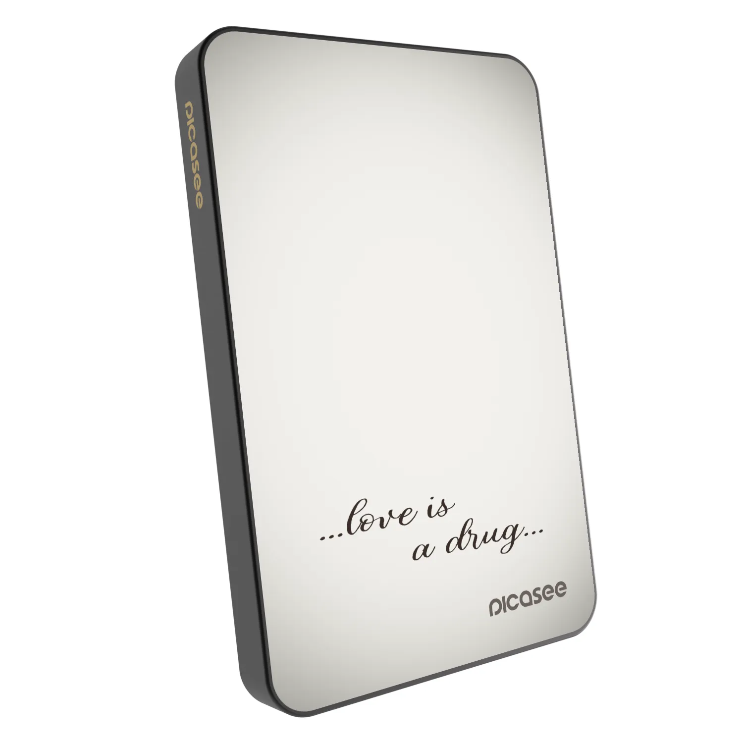 Picasee Powerbank mit MagSafe 5 000 mAh Grau - Love is a drug