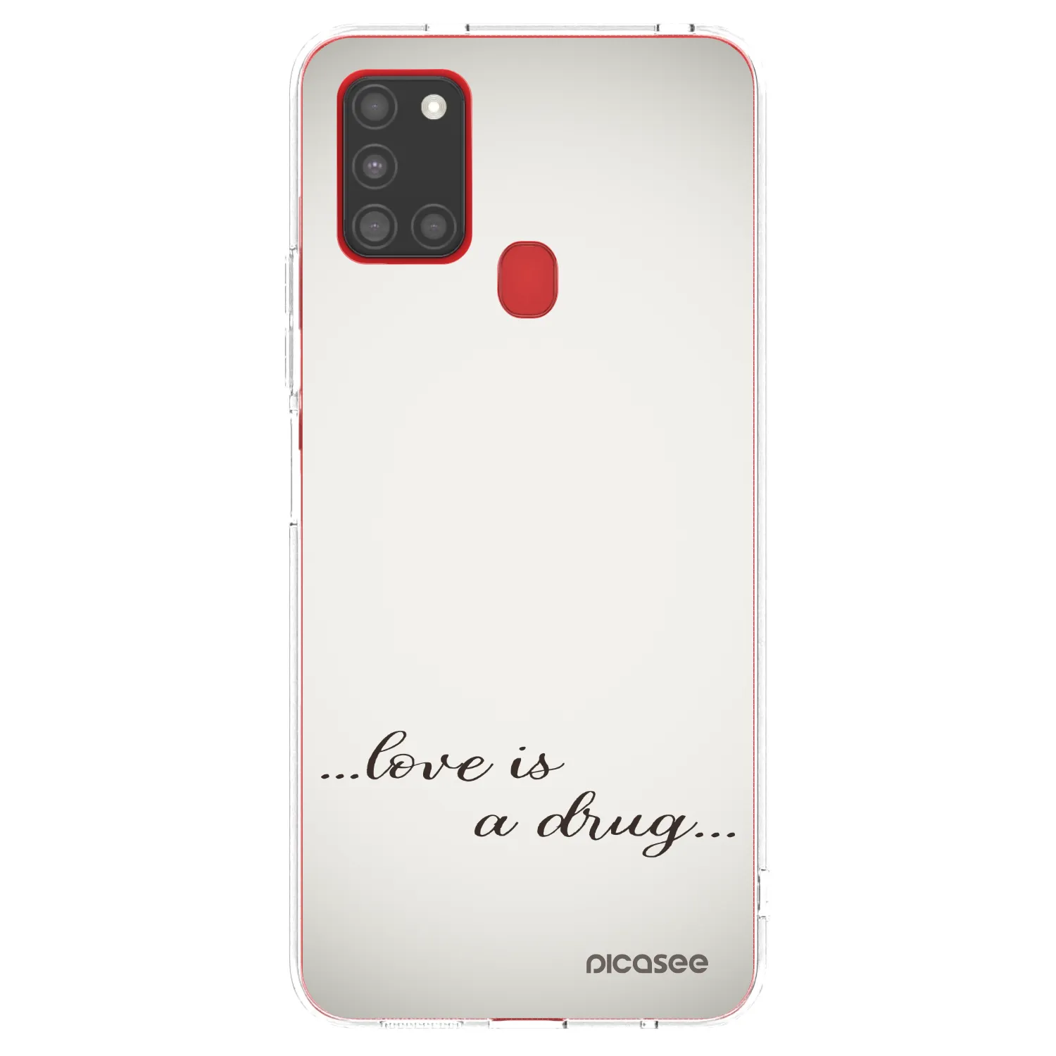 Picasee Samsung Galaxy A21s Hülle - Transparentes Silikon - Love is a drug