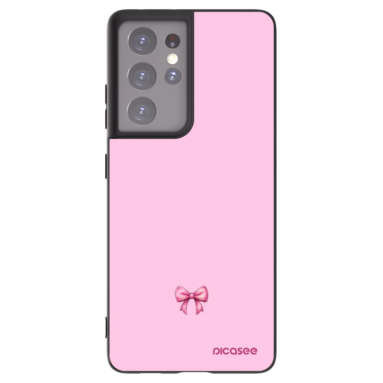 Picasee Samsung Galaxy S21 Ultra 5G G998B Hülle - Schwarzes Silikon - Blush bow