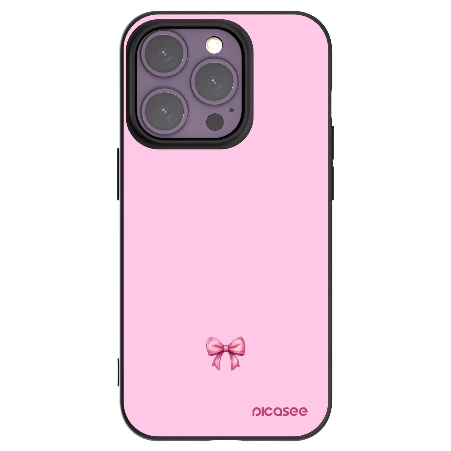 Picasee Apple iPhone 14 Pro Hülle - Schwarzes Silikon - Blush bow