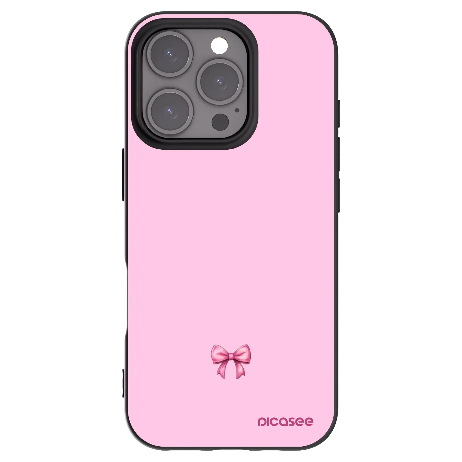 Picasee Apple iPhone 16 Pro Hülle - Schwarzes Silikon - Blush bow