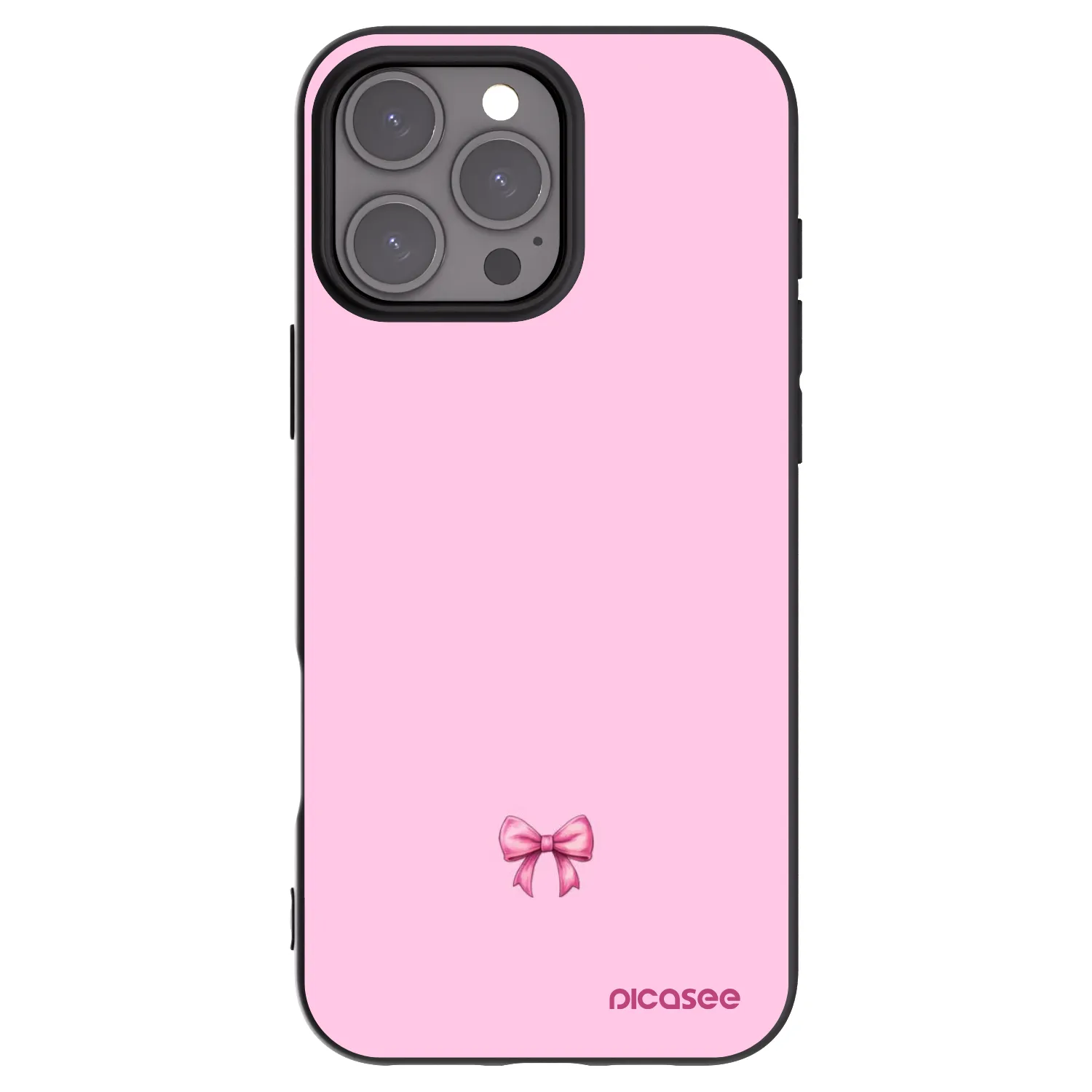 Picasee Apple iPhone 16 Pro Max Hülle - Schwarzes Silikon - Blush bow