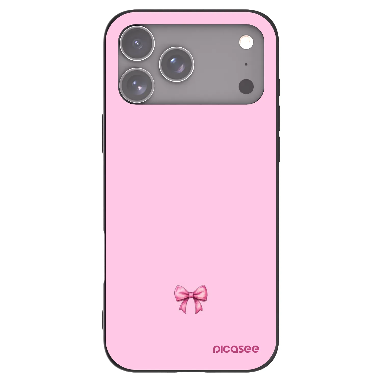 Picasee Apple iPhone 17 Pro Max Hülle - Schwarzes Silikon - Blush bow