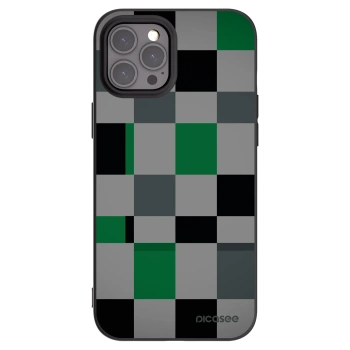 Picasee Apple iPhone 12 Pro Max Hülle - Schwarzes Silikon - Block Grid