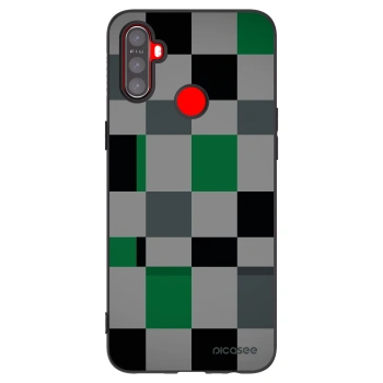 Picasee Realme 5 Hülle - Schwarzes Silikon - Block Grid