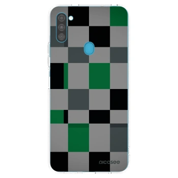 Picasee Samsung Galaxy M11 Hülle - Transparentes Silikon - Block Grid