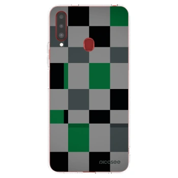 Picasee Samsung Galaxy A20s Hülle - Transparentes Silikon - Block Grid