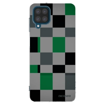 Picasee Samsung Galaxy A12 A125F Hülle - Transparentes Silikon - Block Grid
