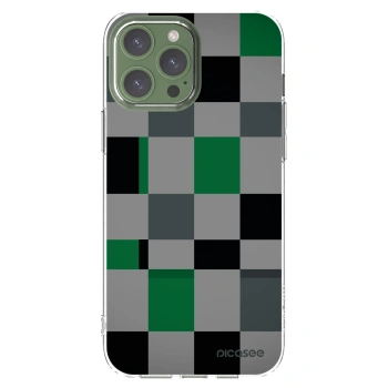 Picasee Apple iPhone 13 Pro Max Hülle - Transparentes Silikon - Block Grid