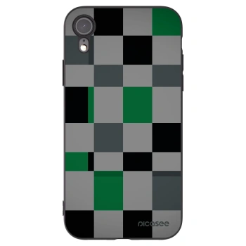 Picasee Apple iPhone XR Hülle - Schwarzes Silikon - Block Grid