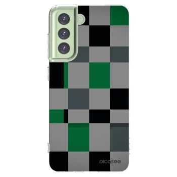 Picasee Samsung Galaxy S21 FE 5G Hülle - Transparentes Silikon - Block Grid