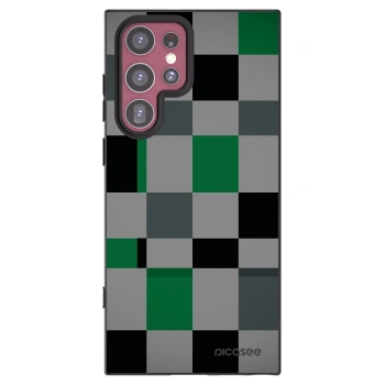 Picasee Samsung Galaxy S22 Ultra 5G Hülle - Schwarzes Silikon - Block Grid