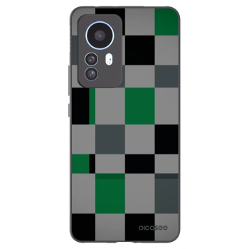 Picasee Xiaomi 12T Pro Hülle - Schwarzes Silikon - Block Grid