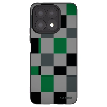 Picasee Honor X8a Hülle - Schwarzes Silikon - Block Grid