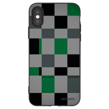 Picasee Apple iPhone X/XS Hülle - Schwarzes Silikon - Block Grid