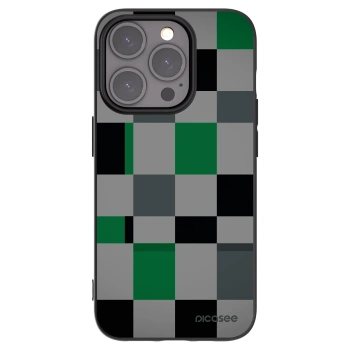 Picasee Apple iPhone 15 Pro Hülle - Schwarzes Silikon - Block Grid