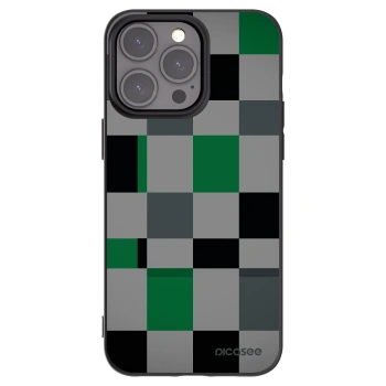 Picasee Apple iPhone 15 Pro Max Hülle - Schwarzes Silikon - Block Grid