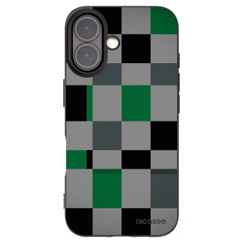 Picasee Apple iPhone 16 Hülle - Schwarzes Silikon - Block Grid