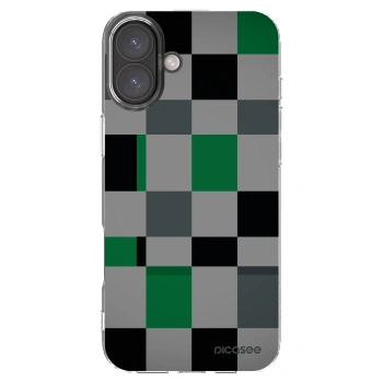 Picasee Apple iPhone 16 Plus Hülle - Transparentes Silikon - Block Grid