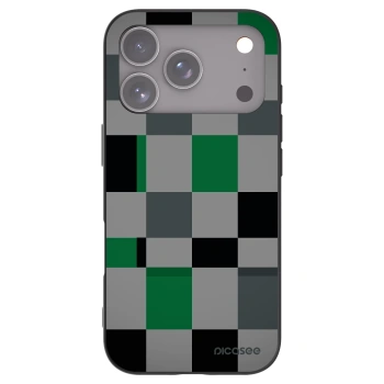 Picasee Apple iPhone 17 Pro Hülle - Schwarzes Silikon - Block Grid