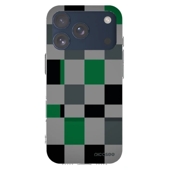 Picasee Apple iPhone 17 Pro Hülle - Transparentes Silikon - Block Grid
