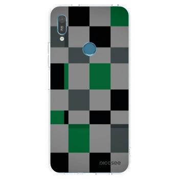 Picasee Huawei Y6 2019 Hülle - Transparentes Silikon - Block Grid