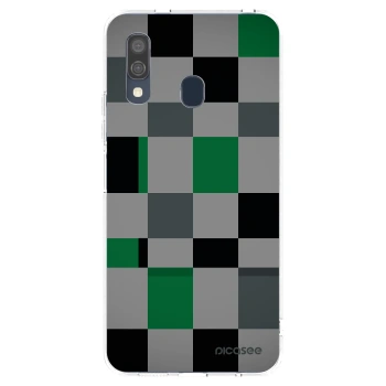 Picasee Samsung Galaxy A40 A405F Hülle - Transparentes Silikon - Block Grid