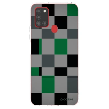 Picasee Samsung Galaxy A21s Hülle - Transparentes Silikon - Block Grid