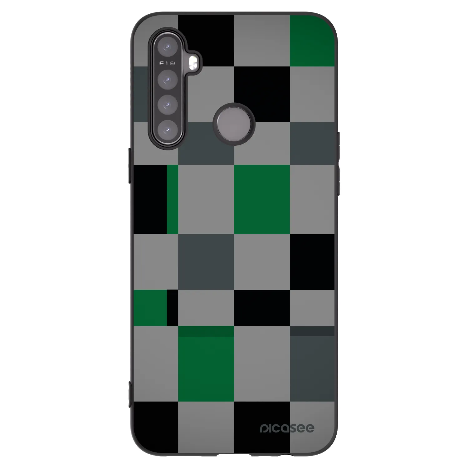 Picasee Realme 5 Hülle - Schwarzes Silikon - Block Grid