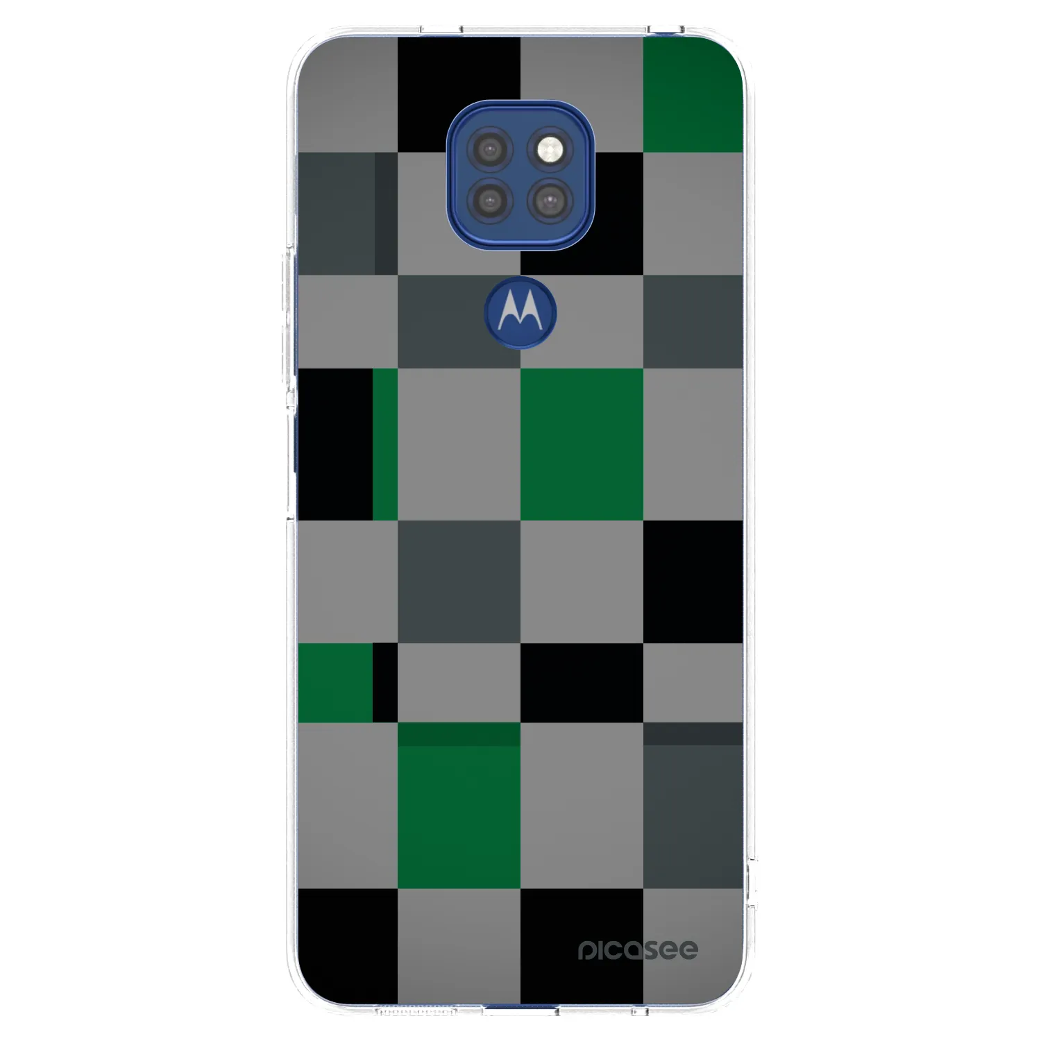 Picasee Motorola Moto G9 Play Hülle - Transparentes Silikon - Block Grid