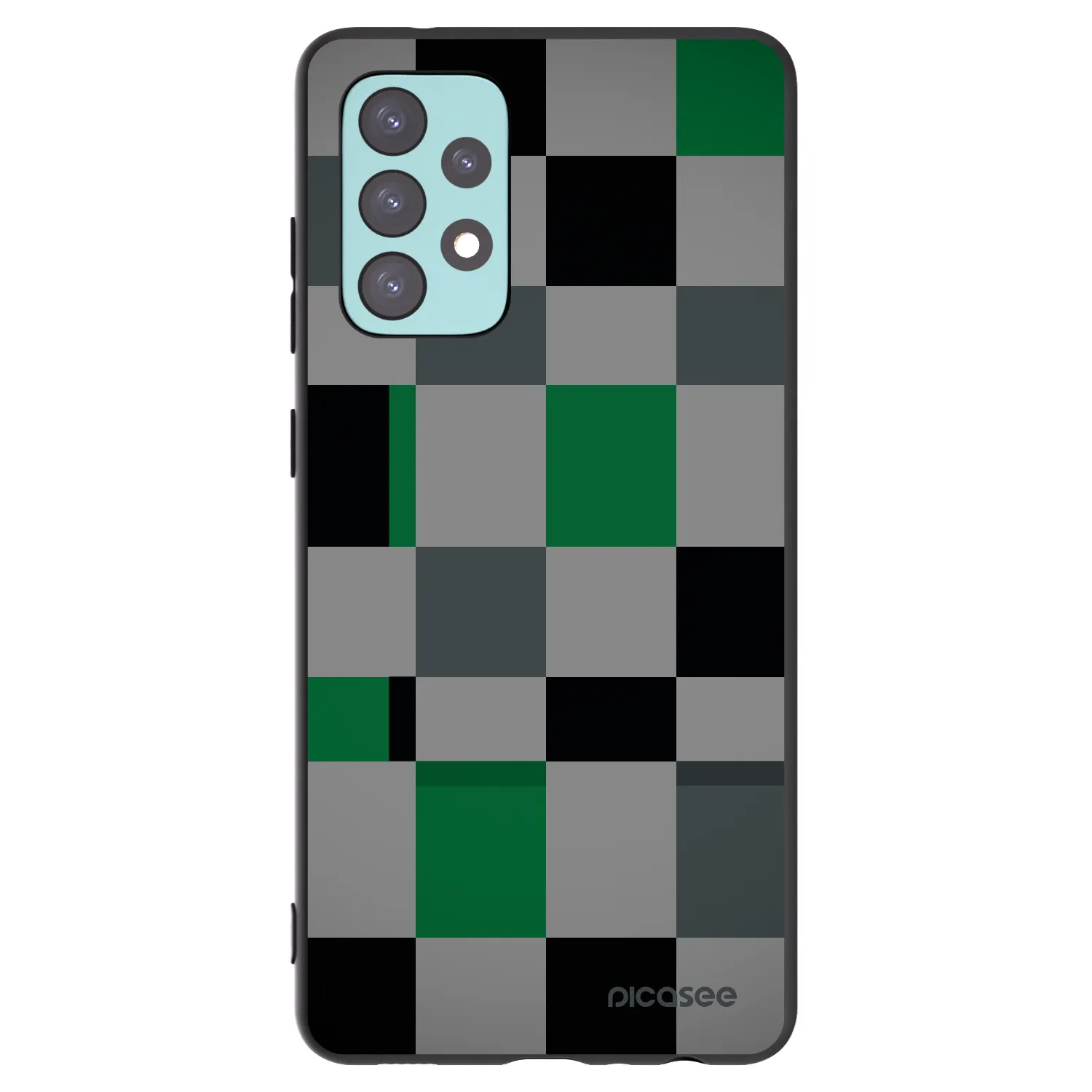 Picasee Samsung Galaxy A72 A725F Hülle - Schwarzes Silikon - Block Grid