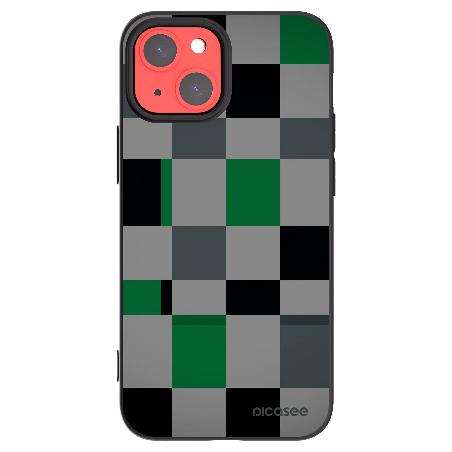 Picasee Apple iPhone 13 mini Hülle - Schwarzes Silikon - Block Grid