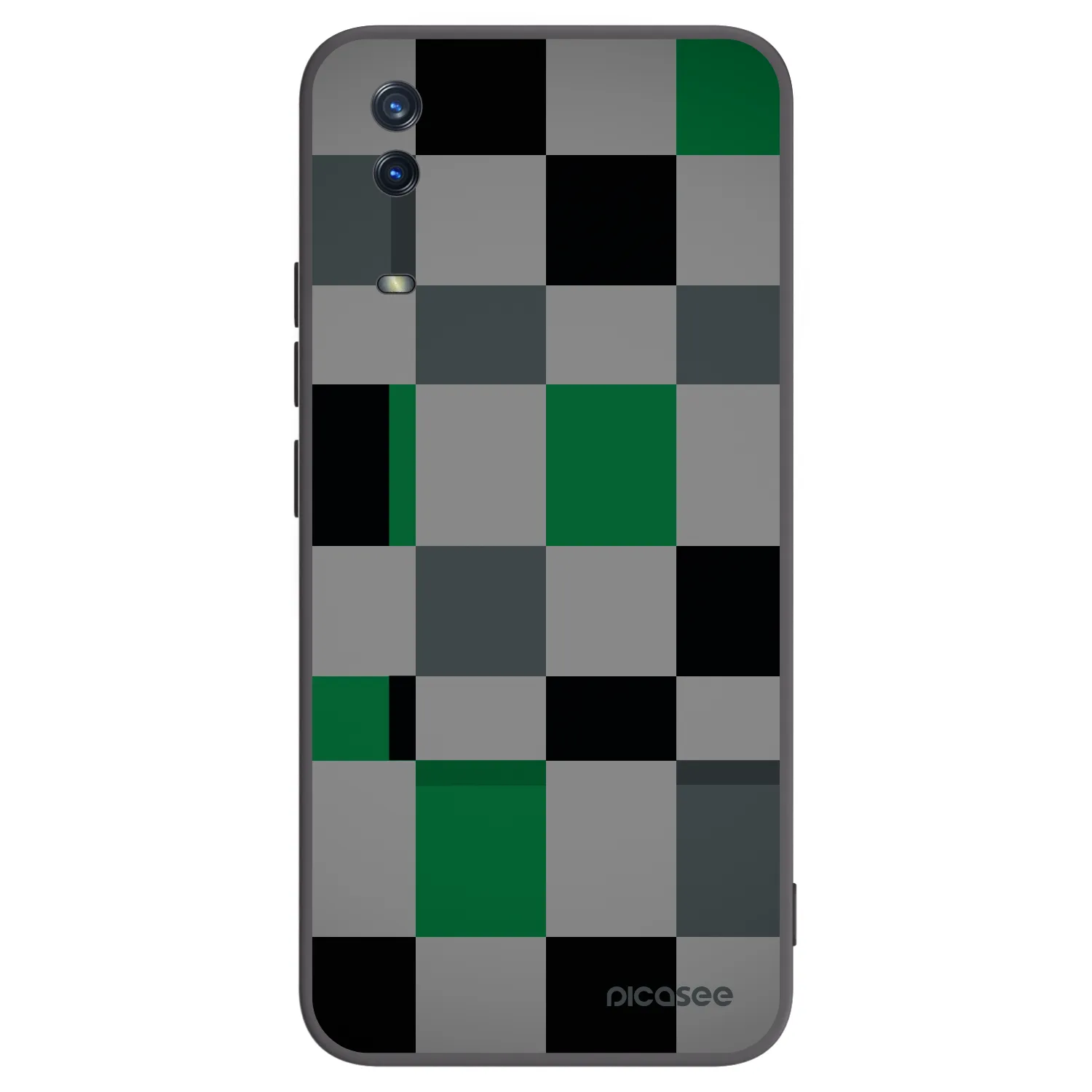 Picasee Vivo Y11s Hülle - Schwarzes Silikon - Block Grid