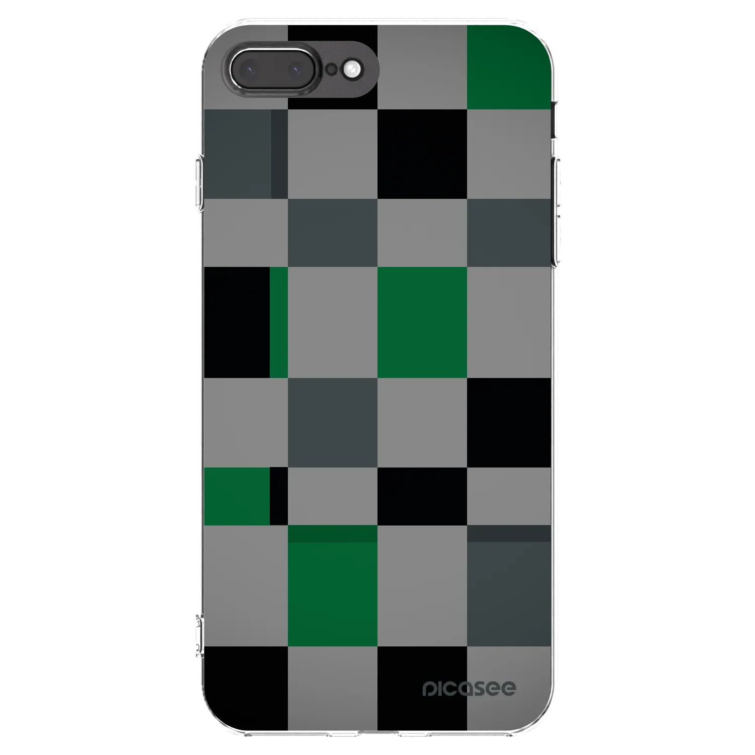 Picasee Apple iPhone 7 Plus Hülle - Transparentes Silikon - Block Grid