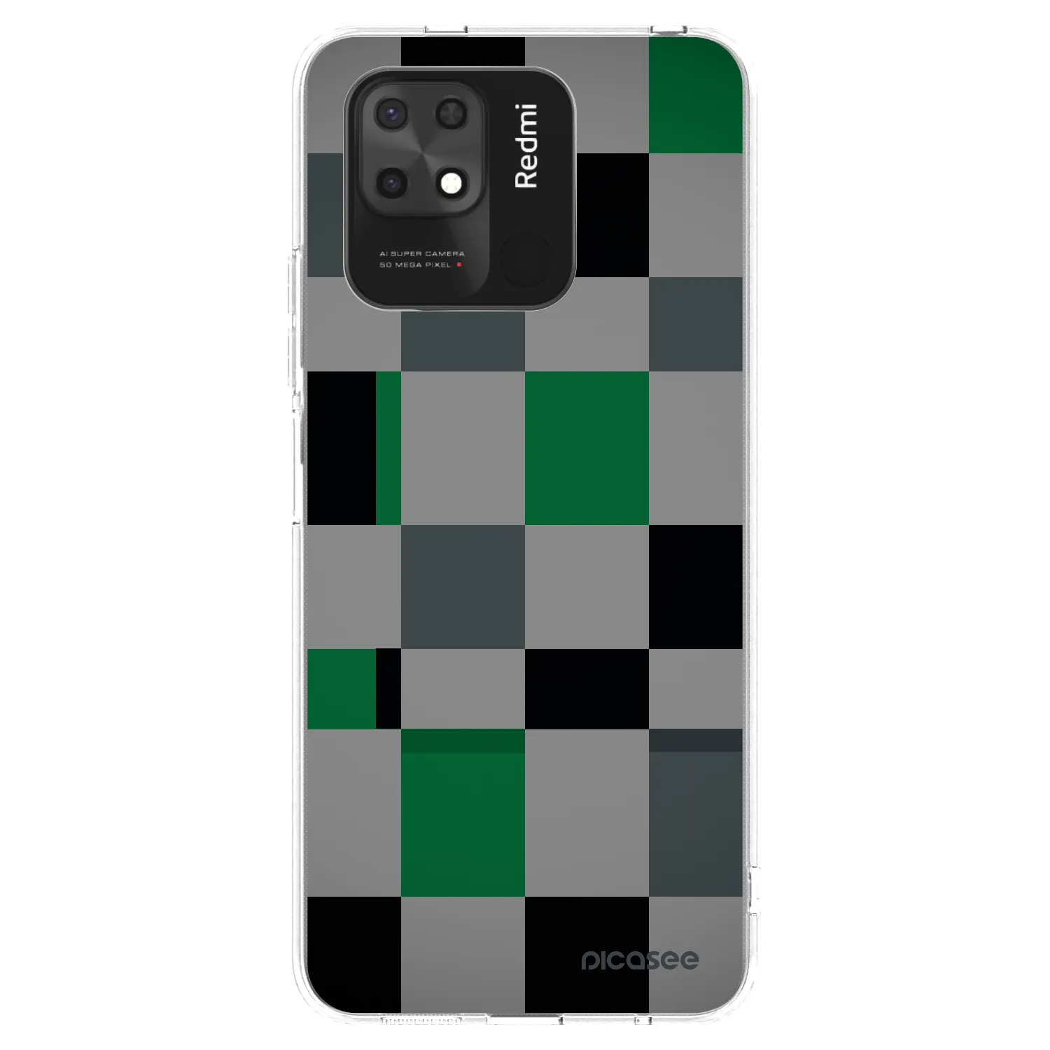 Picasee Xiaomi Redmi 10C Hülle - Transparentes Silikon - Block Grid