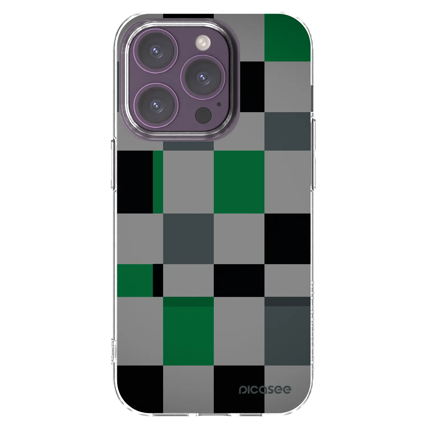 Picasee Apple iPhone 14 Pro Hülle - Transparentes Silikon - Block Grid