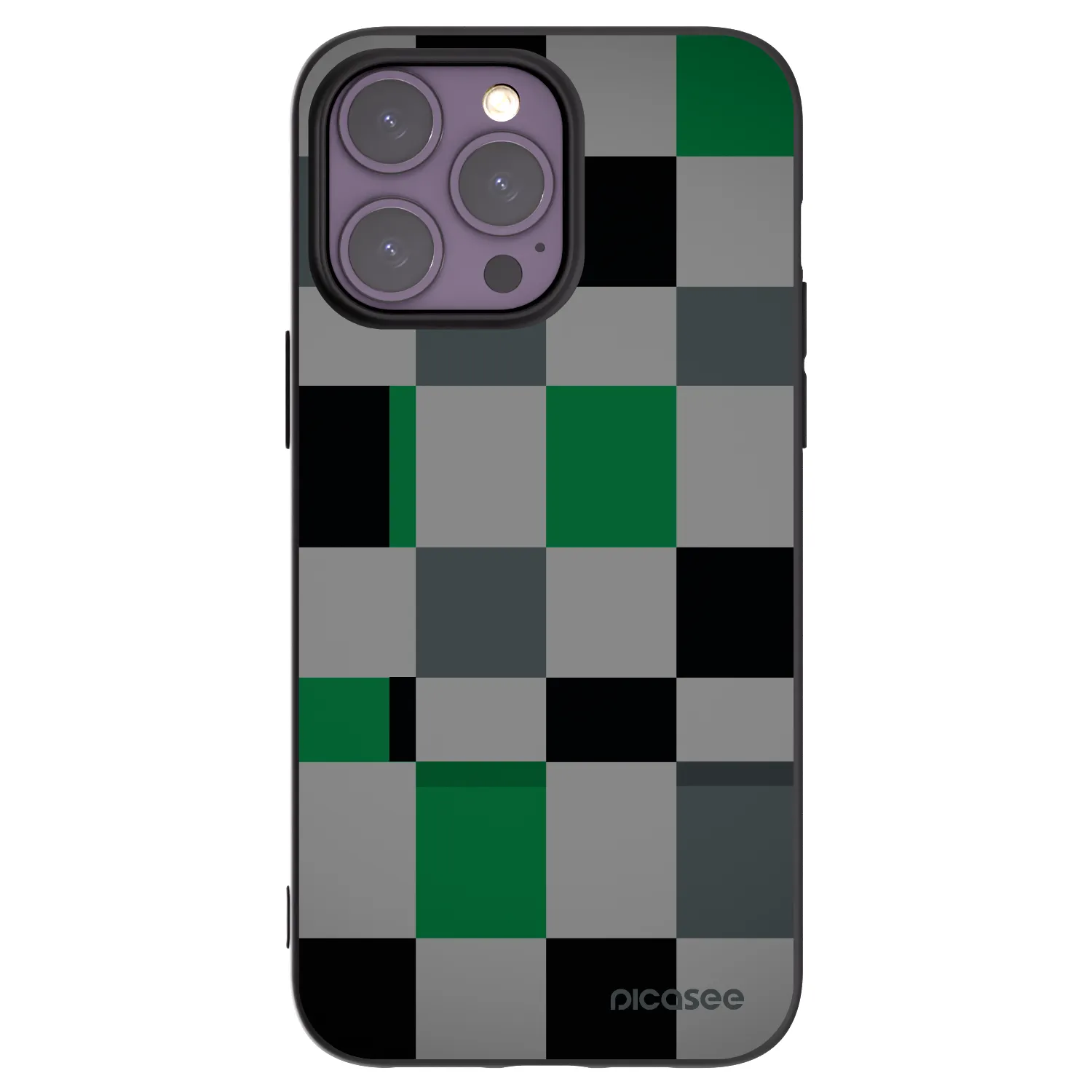 Picasee Apple iPhone 14 Pro Max Hülle - Schwarzes Silikon - Block Grid