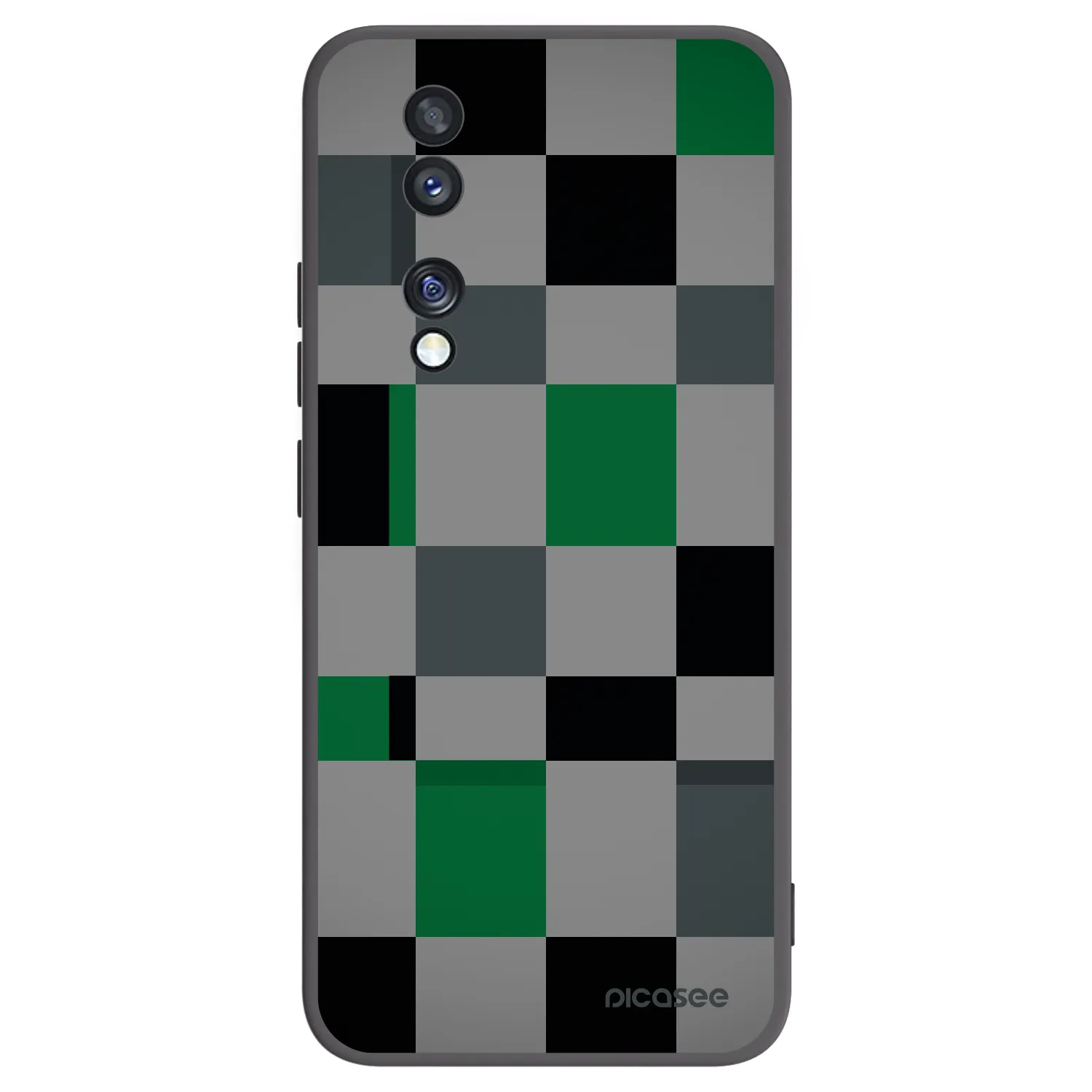 Picasee Honor 70 Hülle - Schwarzes Silikon - Block Grid