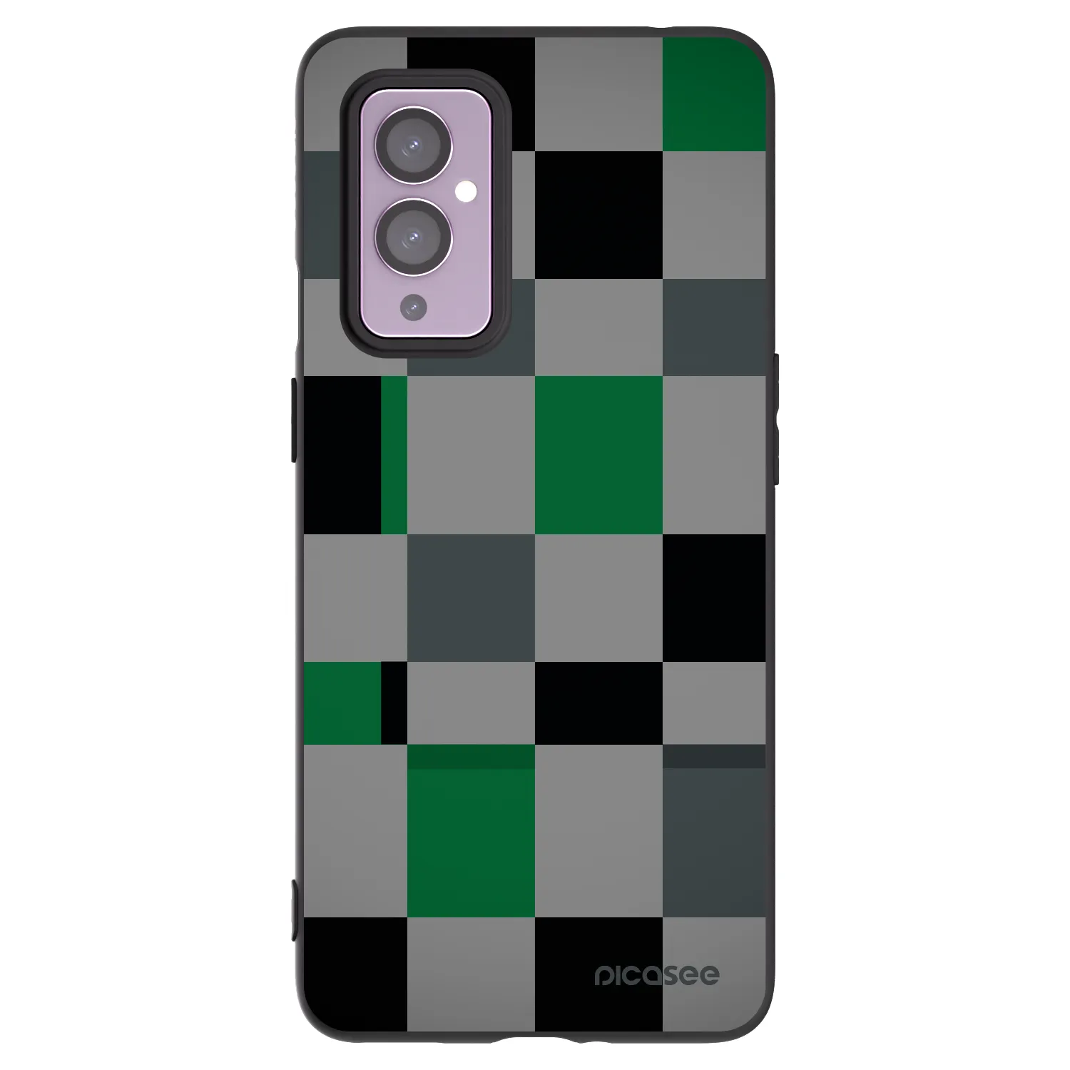 Picasee OnePlus 9 Hülle - Schwarzes Silikon - Block Grid