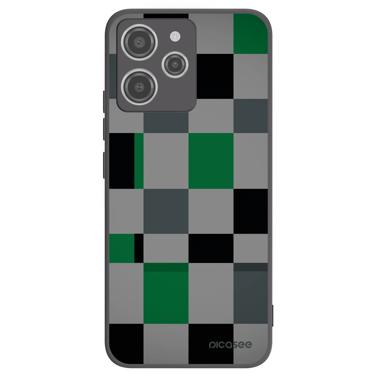 Picasee Xiaomi Redmi 12 4G Hülle - Schwarzes Silikon - Block Grid