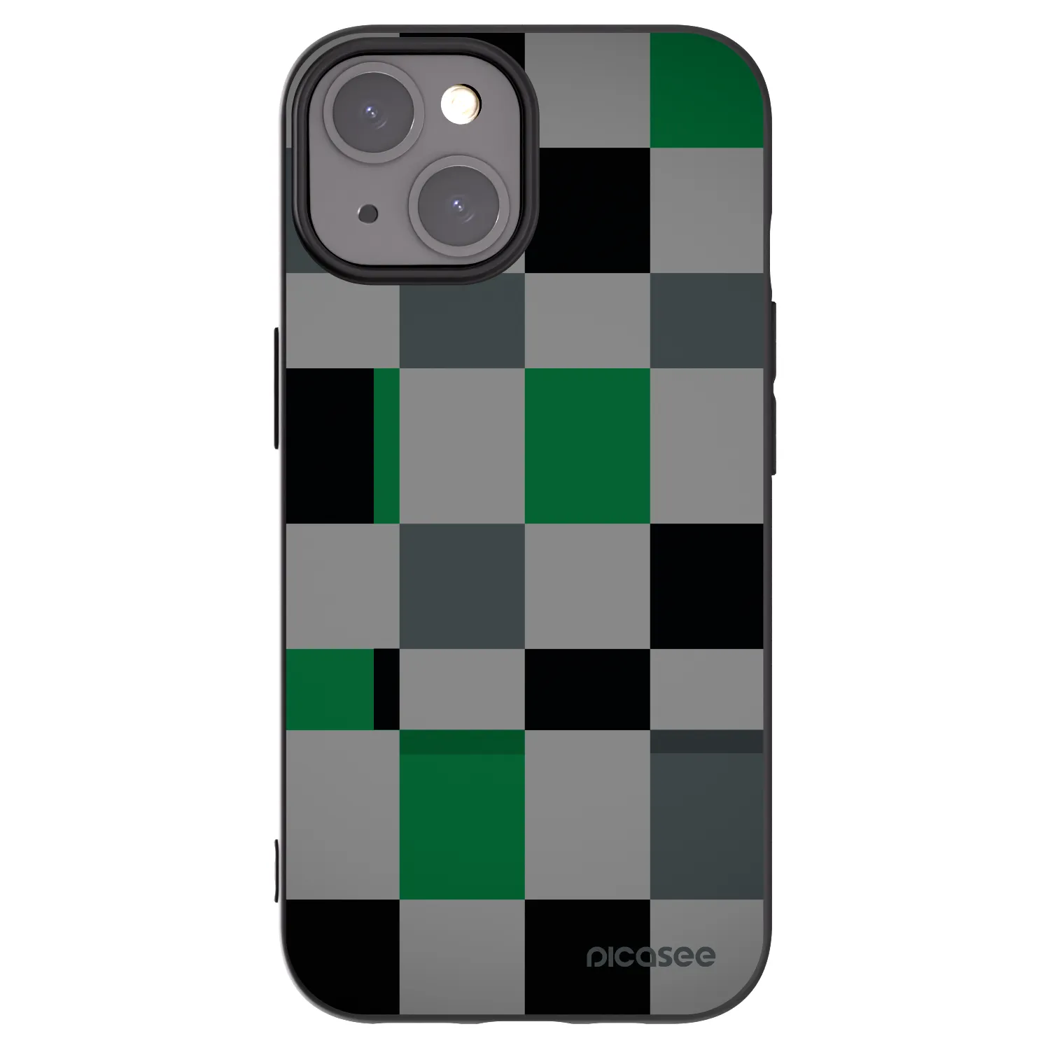 Picasee Apple iPhone 15 Hülle - Schwarzes Silikon - Block Grid