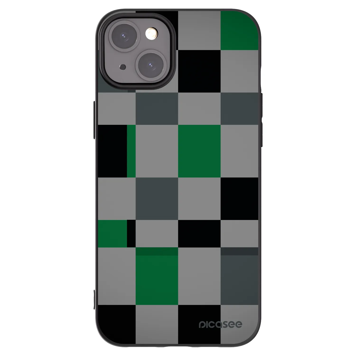 Picasee Apple iPhone 15 Plus Hülle - Schwarzes Silikon - Block Grid
