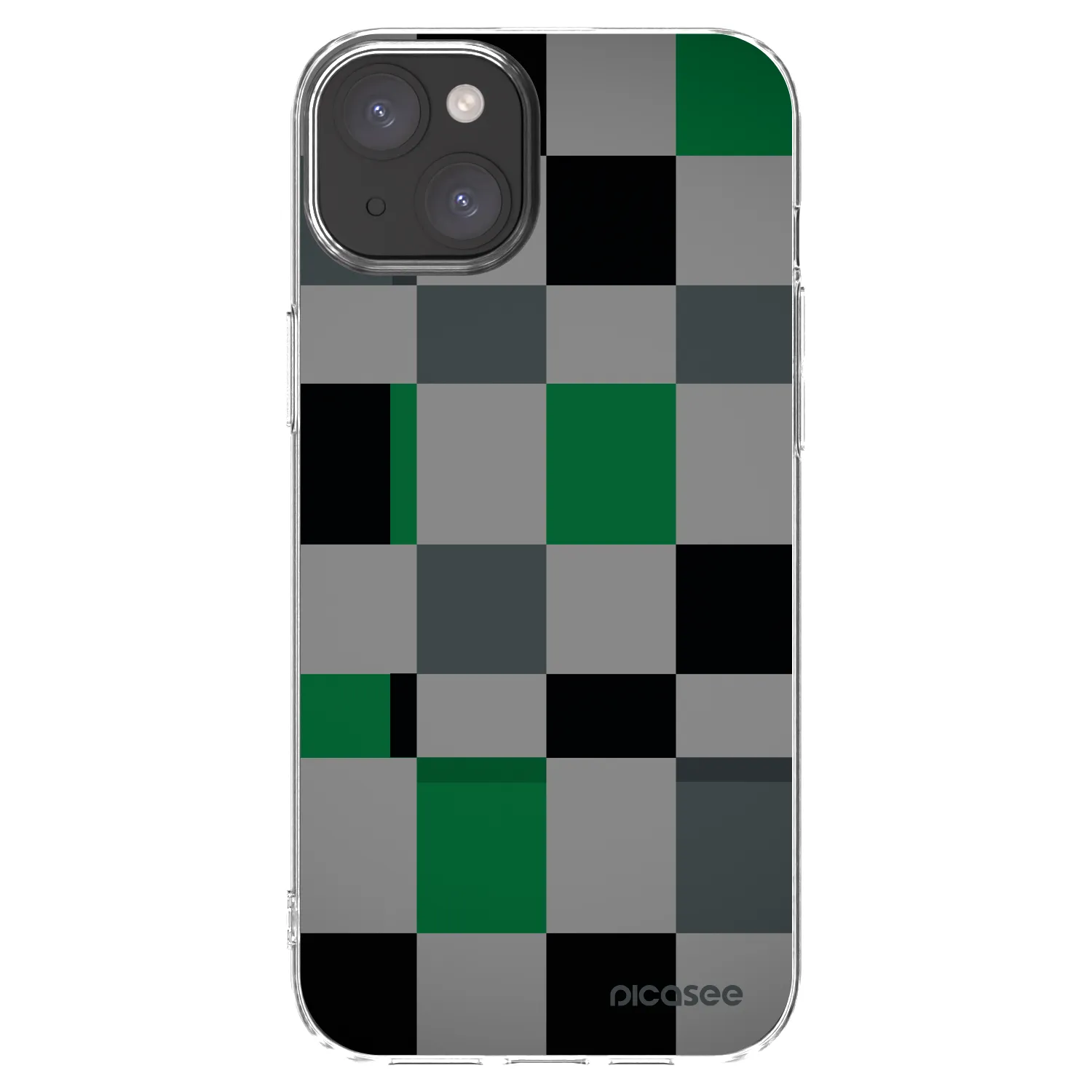 Picasee Apple iPhone 15 Plus Hülle - Transparentes Silikon - Block Grid