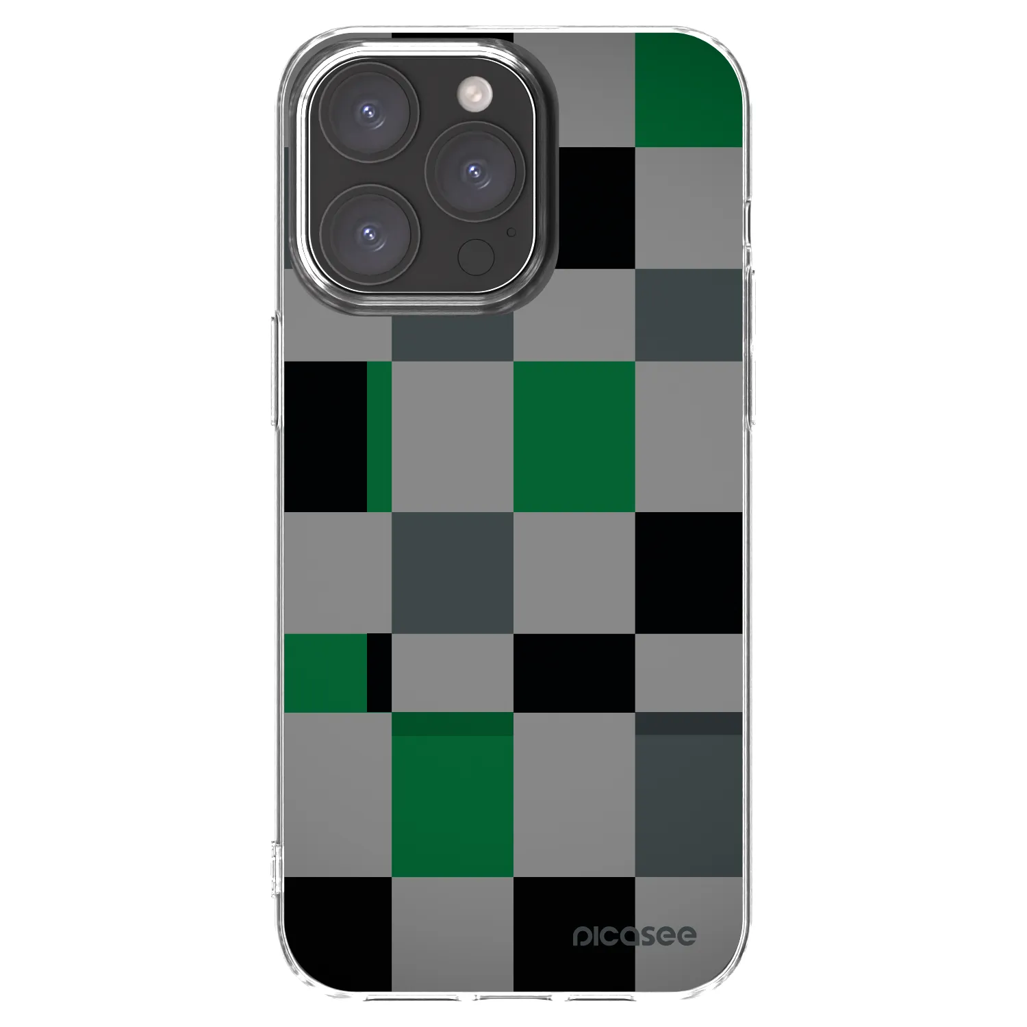 Picasee Apple iPhone 15 Pro Max Hülle - Transparentes Silikon - Block Grid